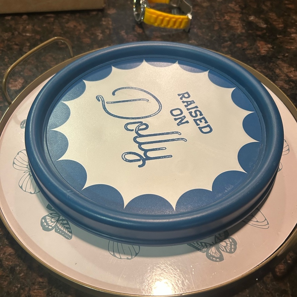 Blue and White Raised on Dolly Swivel Plate